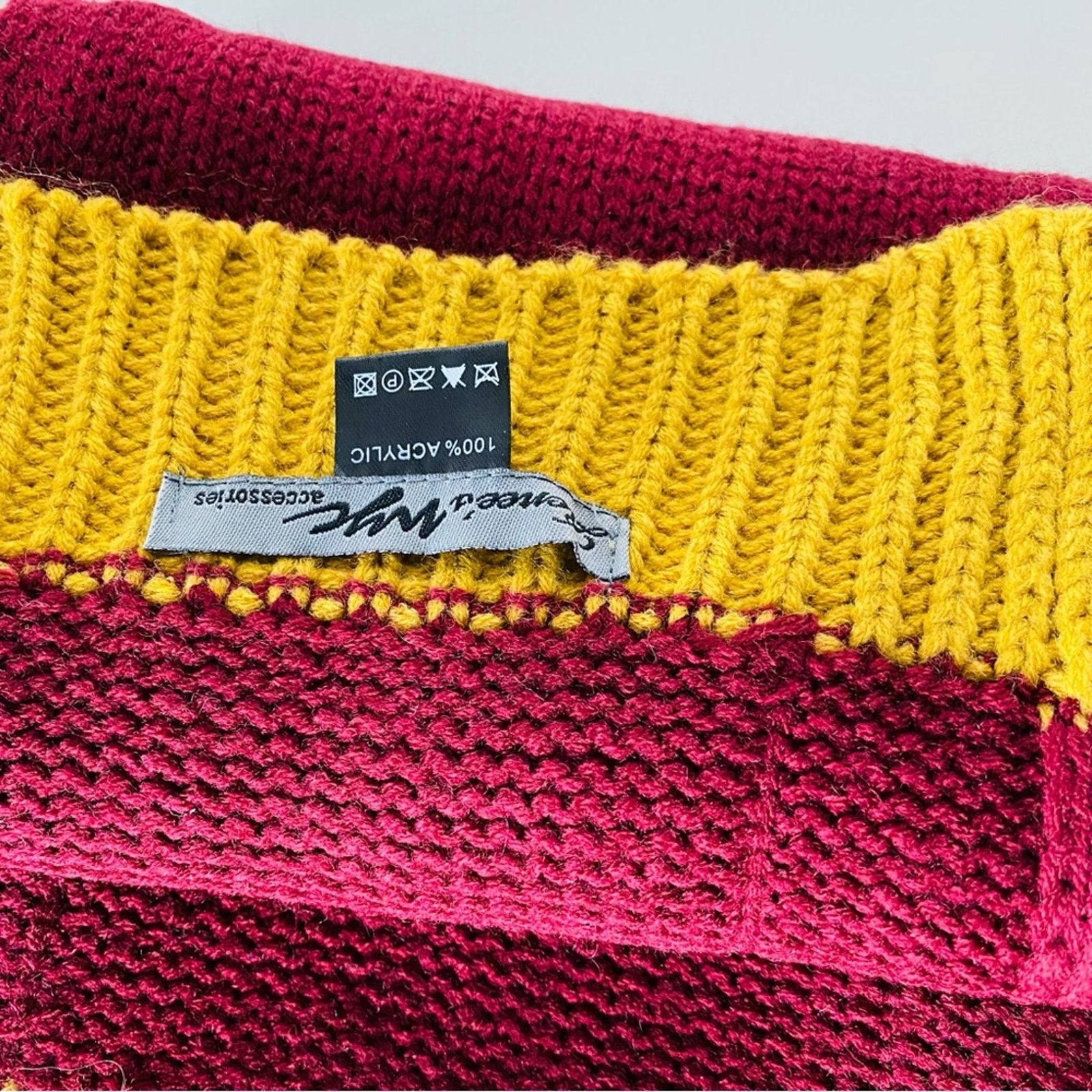 Nordstrom NEW NORDSTROM Maroon Gold Knit Woven Classic Scarf Wrap Size ONE SIZE - 5 Thumbnail