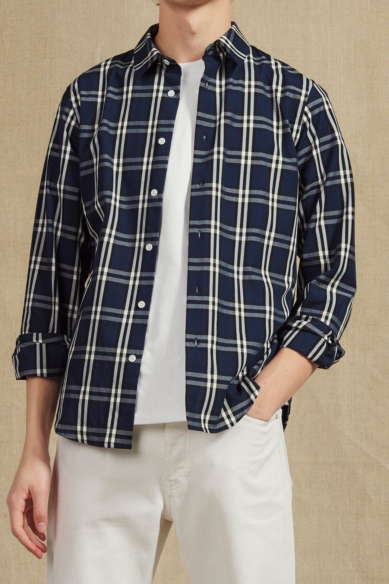 Sandro NWT RRP 230$ SANDRO Paris Chemise Tartan Marine Shirt Size US S / EU 44-46 / 1 - 1 Thumbnail