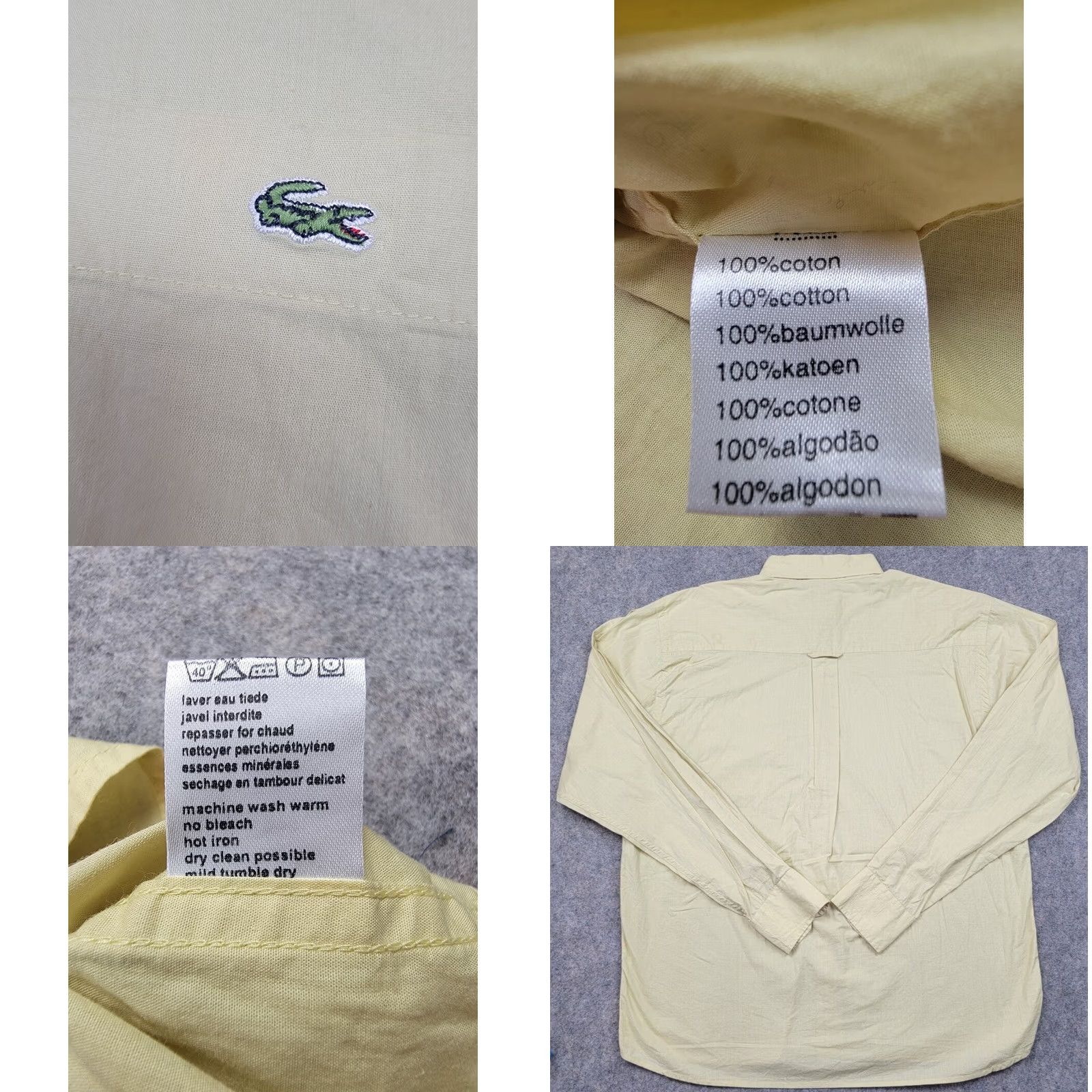 Lacoste Lacoste Shirt Mens XL 44 Yellow Embroidered Logo Long Sleeve Button-Up Cotton Vintage: No, No Size US XL / EU 56 / 4 - 8 Thumbnail