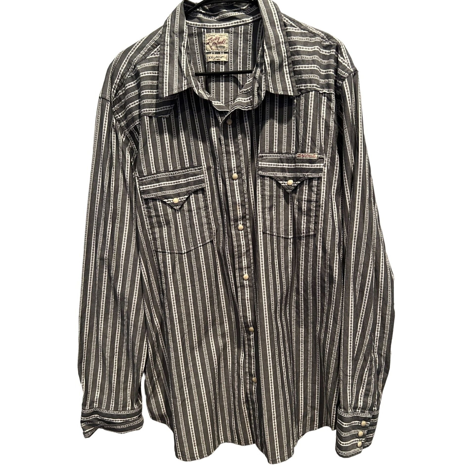 Lucky Brand Western Style Long Sleeve Shirt 2XL Pearl Snap B