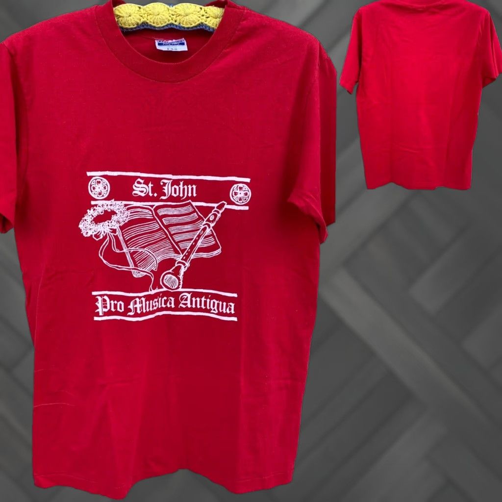 Hanes VINTAGE Hanes St. John Pro Musica Antigua T-Shirt Graphic Tee M Red Mens 1980s Size US M / EU 48-50 / 2 - 1 Thumbnail
