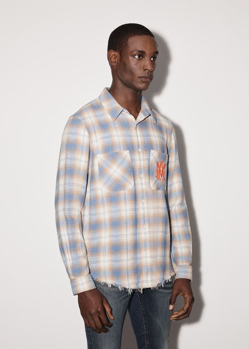 Amiri o1gr1nt0426 MA Vintage Stencil Plaid Shirt in Blue Size US L / EU 52-54 / 3 - 3 Thumbnail