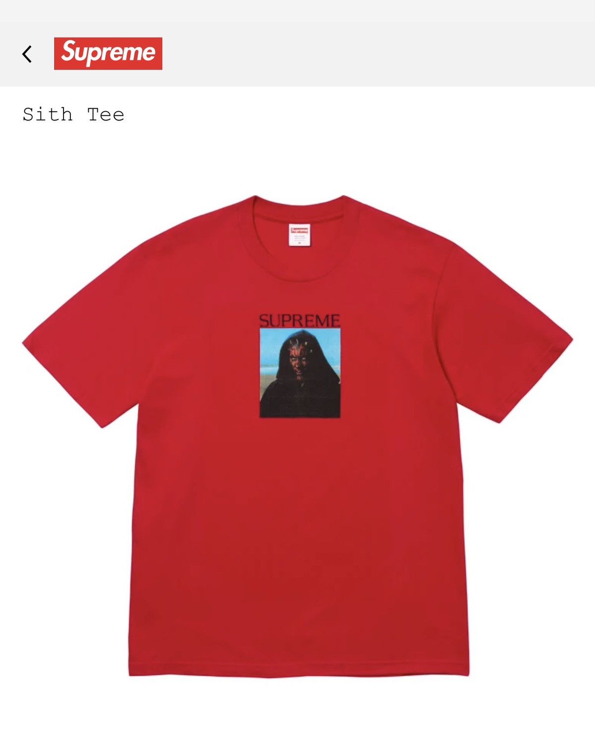 Supreme Supreme Sith Tee red FW26 Darth Maul | Grailed