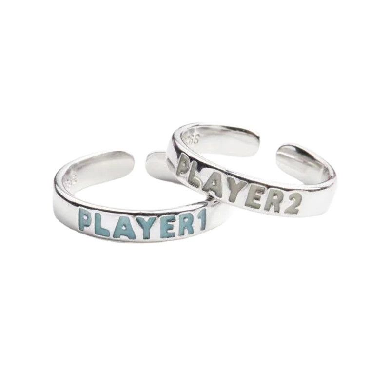 Jewelry 2pcs Fluorescent Player Letter Luminous Ring Size ONE SIZE - 1 Thumbnail