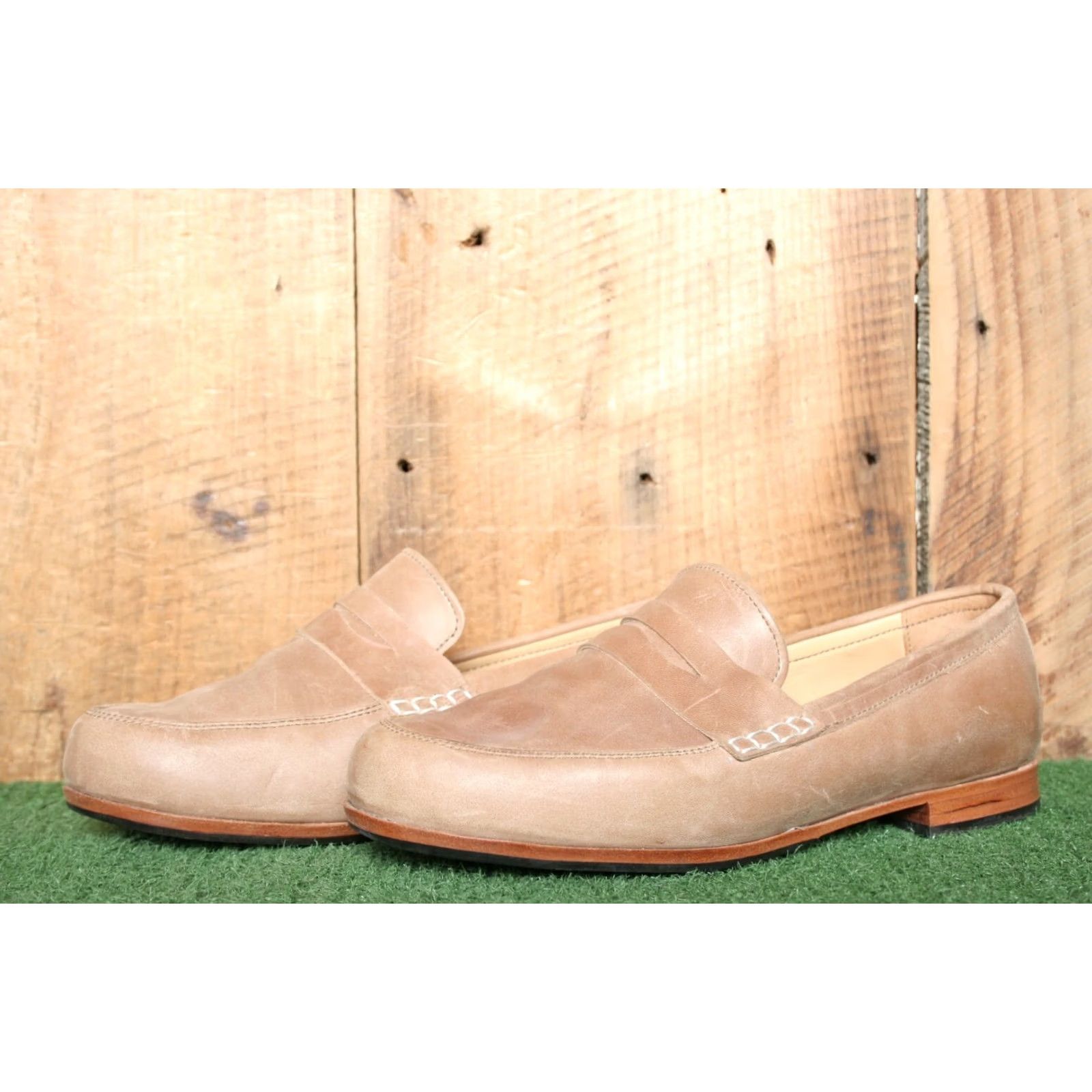 Vintage ADELANTE The Sofia Tan Leather Penny Loafers Women's Sz. 9.5 E Shoes Flat Slip On Mens Womens Boys Girls Size US 10 / IT 40 - 2 Thumbnail