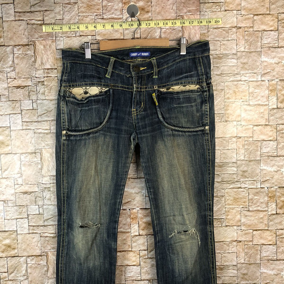 Japanese Brand Candy Robot Blue Distressed Denim Pants #A1125 Size 32" / US 10 / IT 46 - 2 Thumbnail