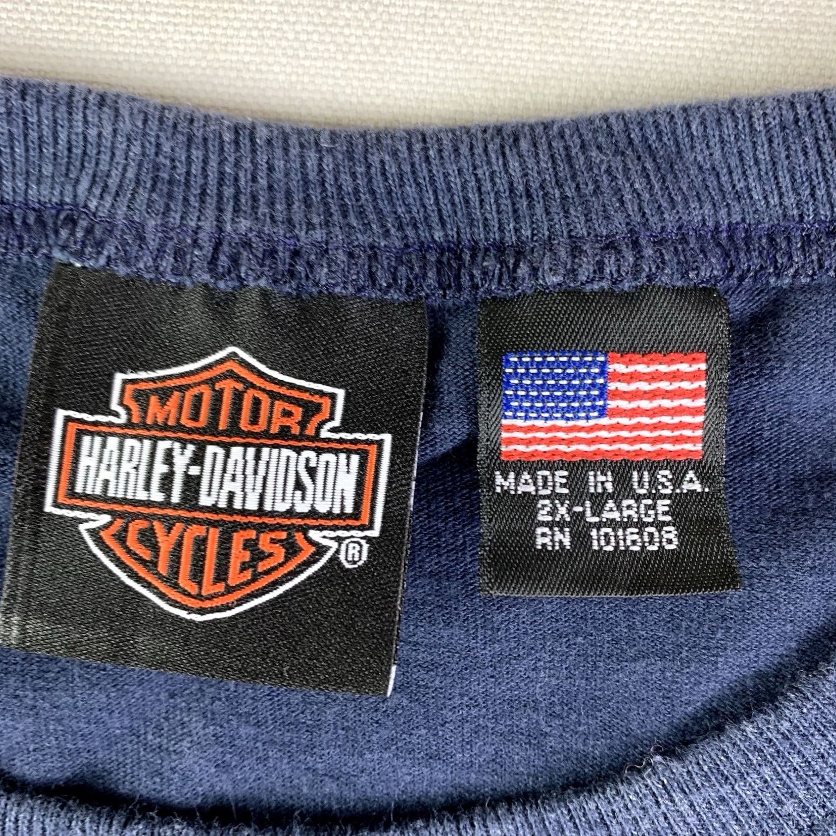 Harley Davidson VINTAGE Harley-Davidson Shirt 2XL Blue Embroidered Made in USA Men Short Sleeve Crew Neck USA Motorcycle 1990s Boys? Size US XXL / EU 58 / 5 - 2 Thumbnail