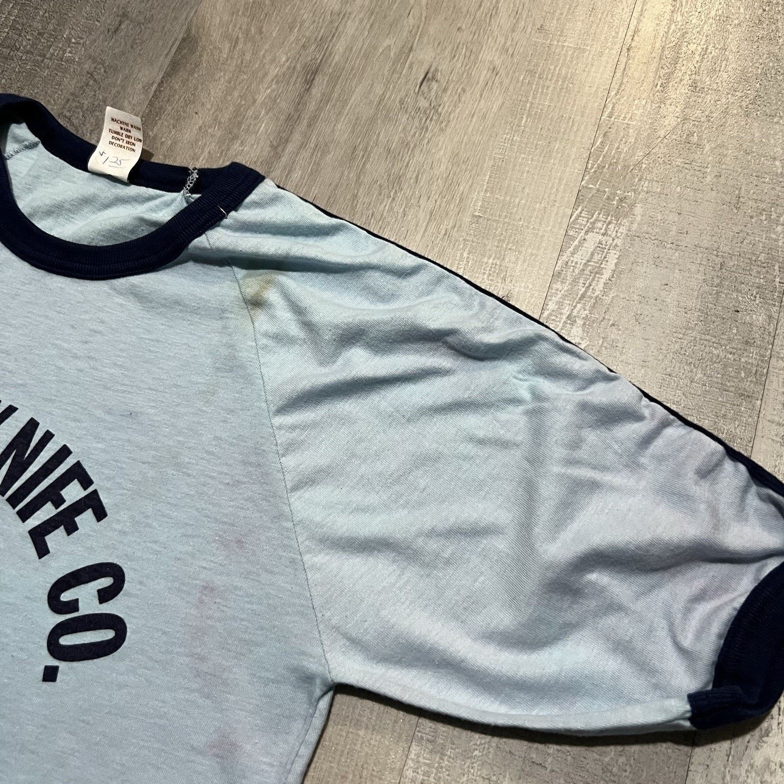 Other VTG Olsen Knife Co 1970s Howard City Blue USA Ringer Tee Size US XL / EU 56 / 4 - 5 Thumbnail