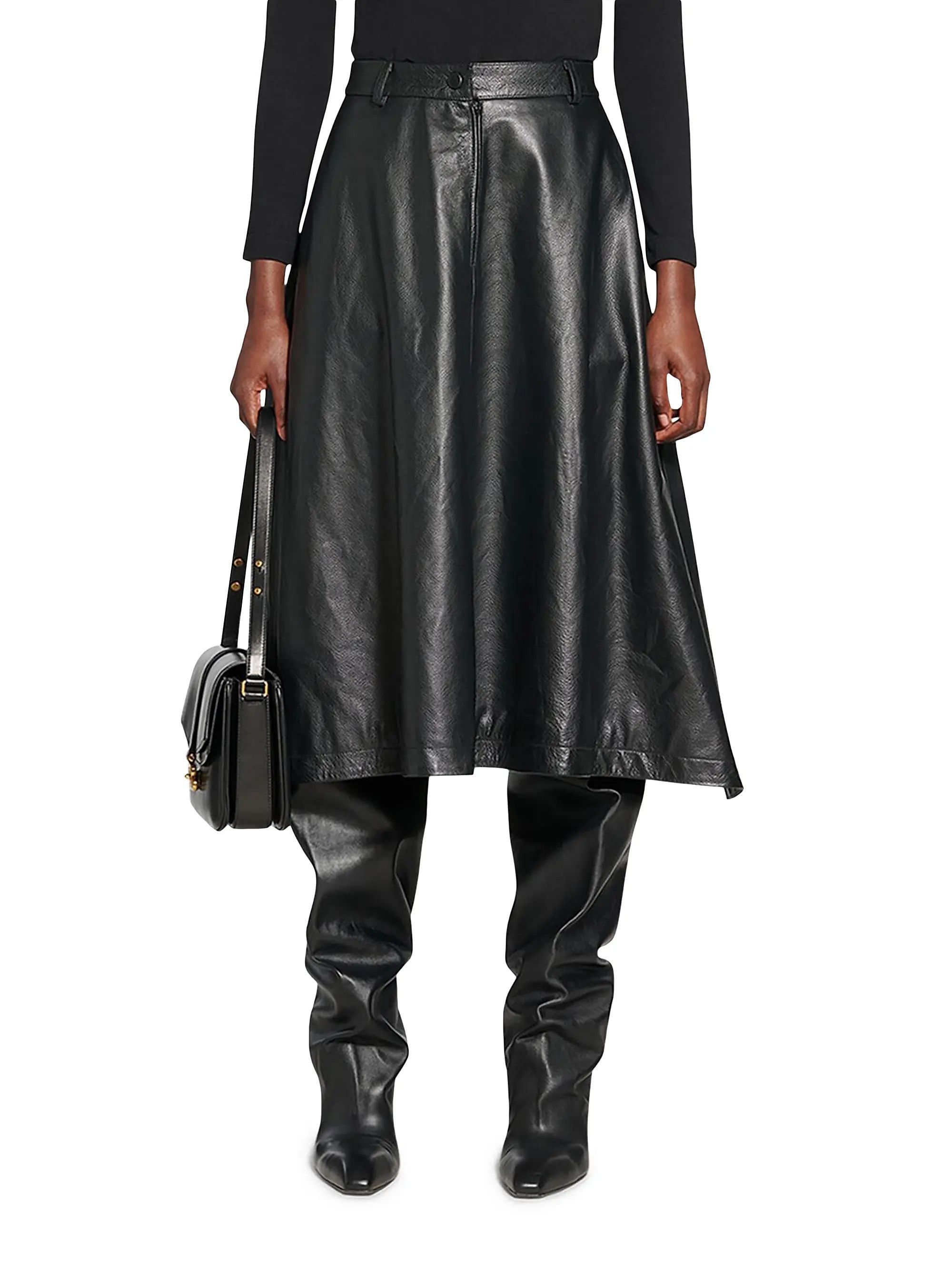 Balenciaga o1s1wg110625 A-Line Skirt in Black Size 28" / US 6 / IT 42 - 3 Thumbnail