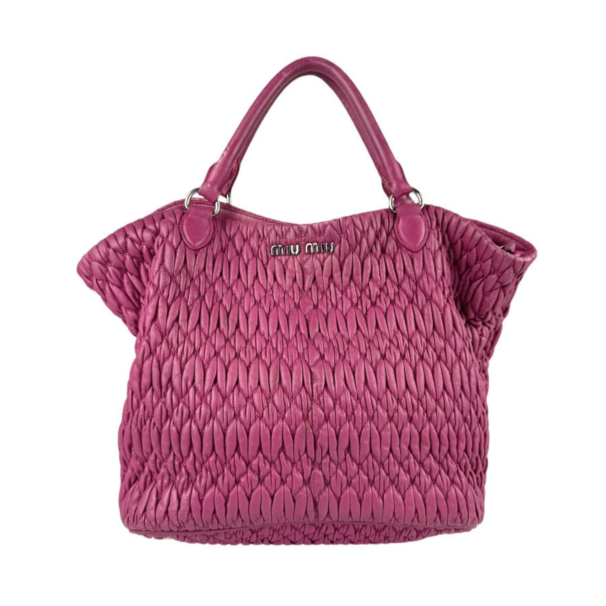 Miu Miumiu Handbag Shoulder Bag 3Way Leather Beads Magenta Women's Z5312