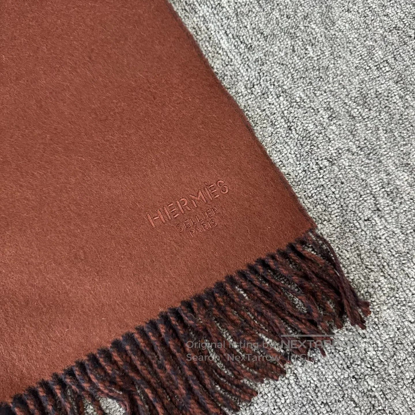 Hermes Hermes Brown-black double-sided cashmere scarf| Size ONE SIZE - 3 Thumbnail