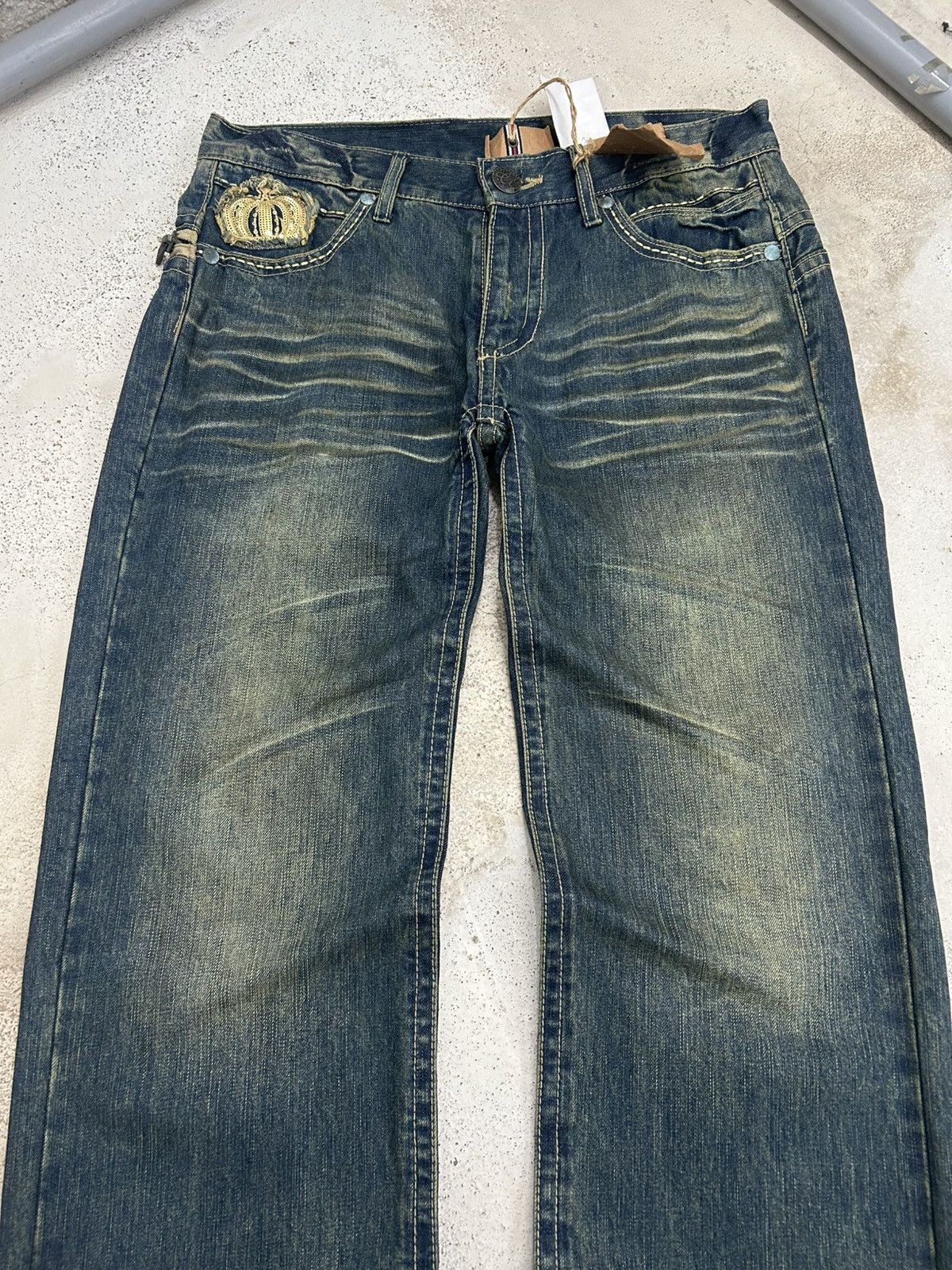 20471120 Embroidered Jeans Baggy with Patches Mud Washed Size US 32 / EU 48 - 3 Thumbnail
