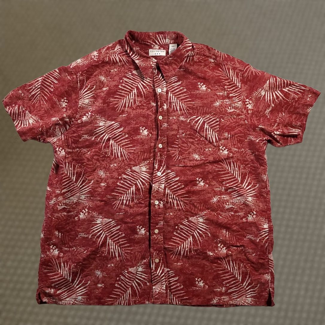 Vintage VINTAGE Covington Men's Hawaiian Shirt XL Red Floral Linen Blend Short Sleeve Size US XL / EU 56 / 4 - 1 Thumbnail