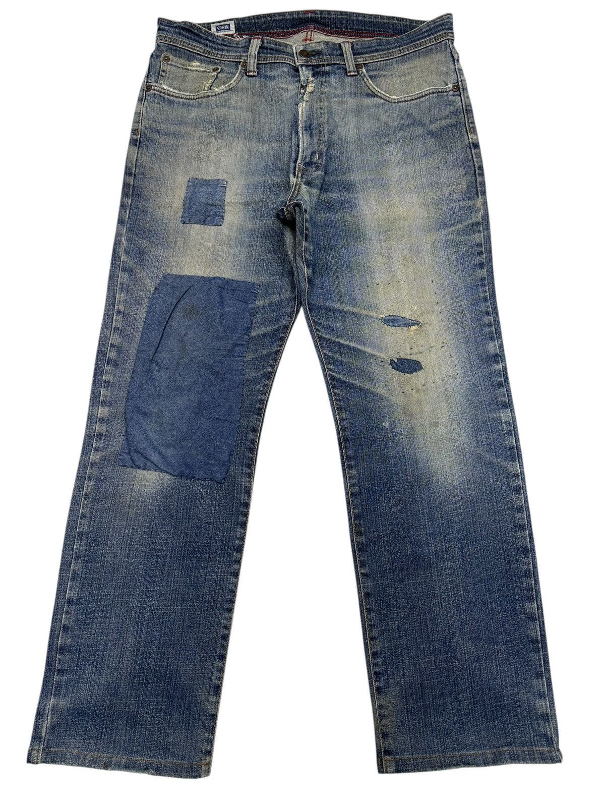 Kapital EDWIN PATCHWORK DISTRESSED DENIM JEANS LOOSE FIT Size US 36 / EU 52 - 1 Thumbnail