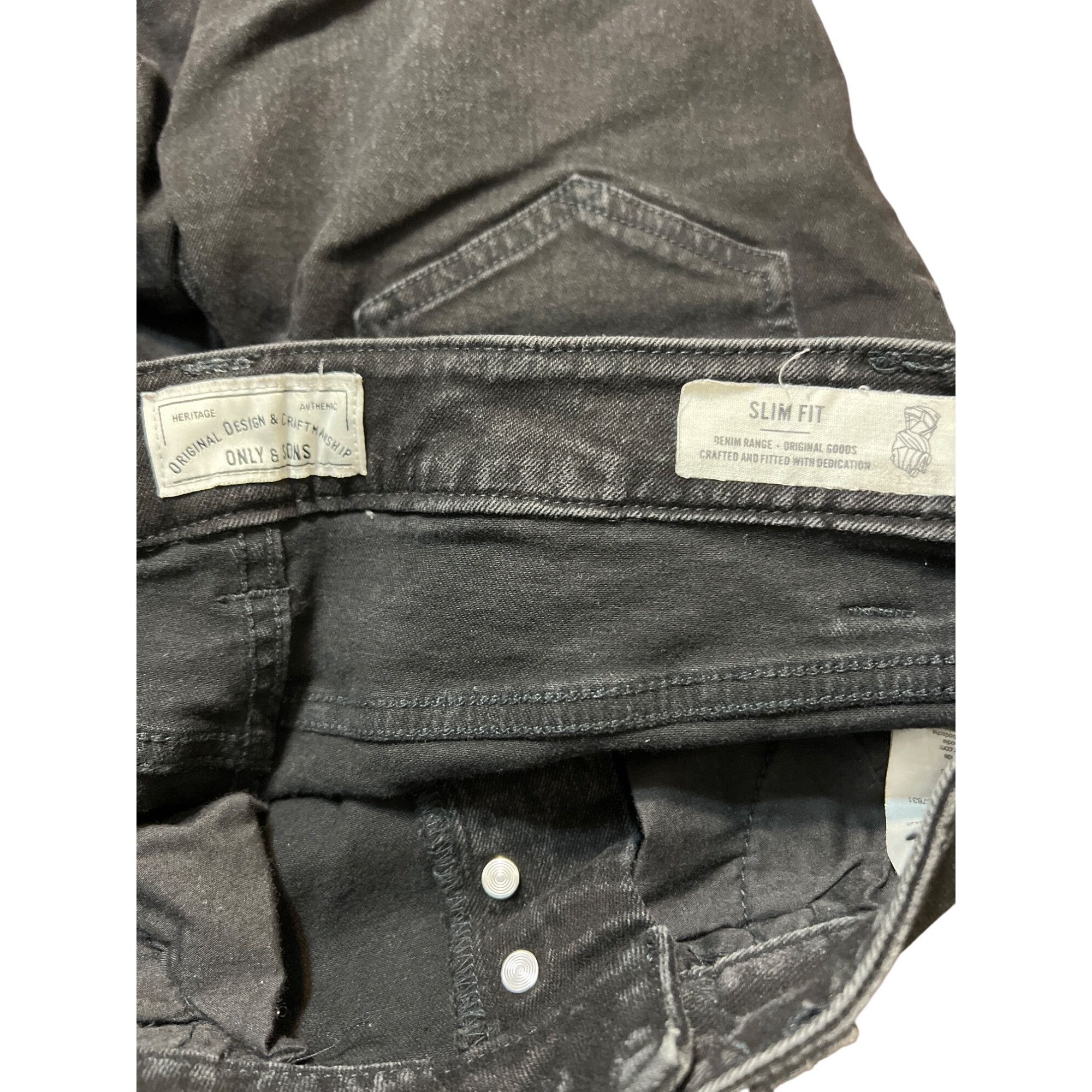 ONLY & SONS Only & Sons Mens Black Denim Slim Fit Jean Shorts Bermuda Bu Size US 28 / EU 44 - 5 Thumbnail