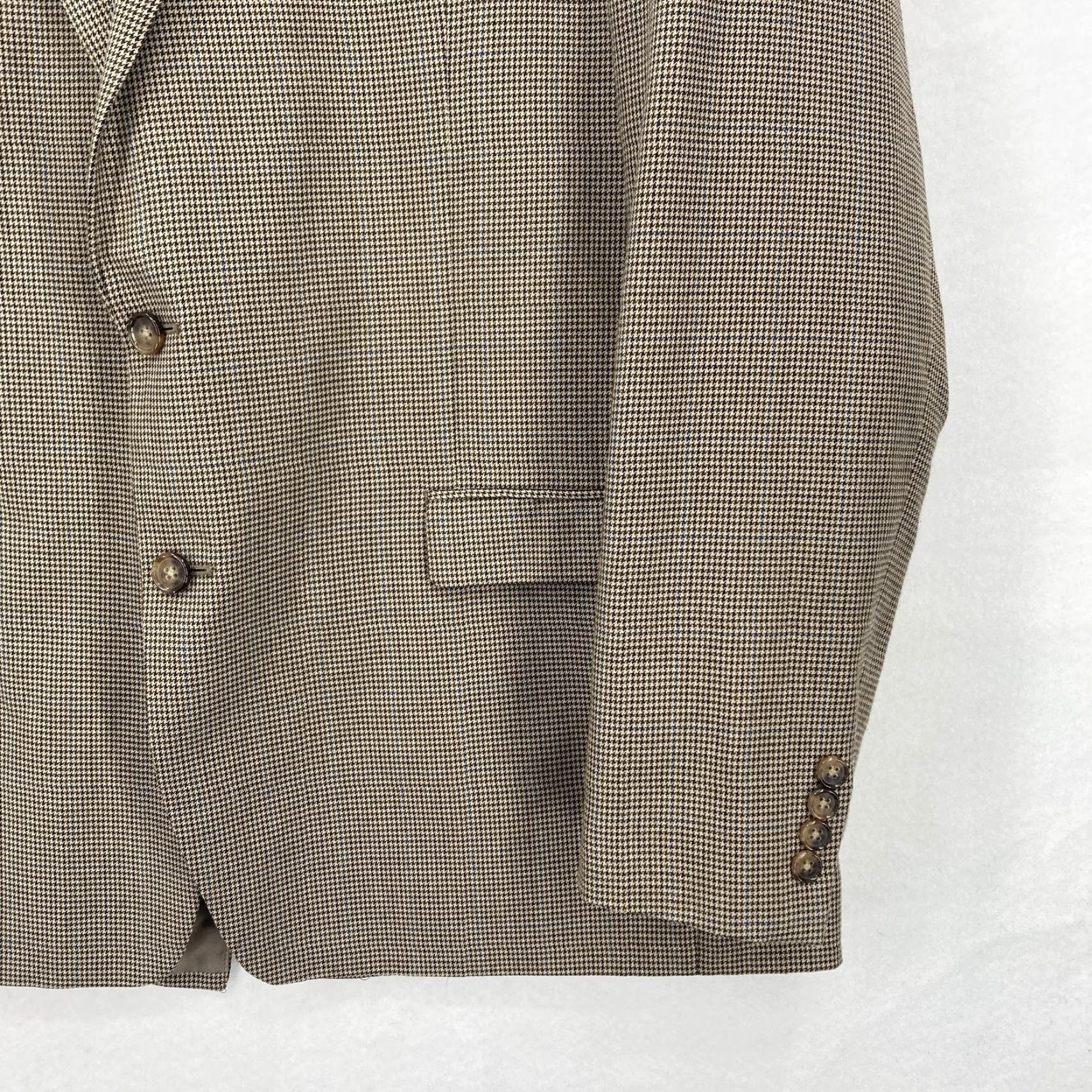 Ralph Lauren Lauren Ralph Lauren Blazer Mens 48L Brown Houndstooth Two-Button Sport Coat Shirt Jacket Coat Single-Breasted Notch Lapel Mens Size 48R - 3 Thumbnail