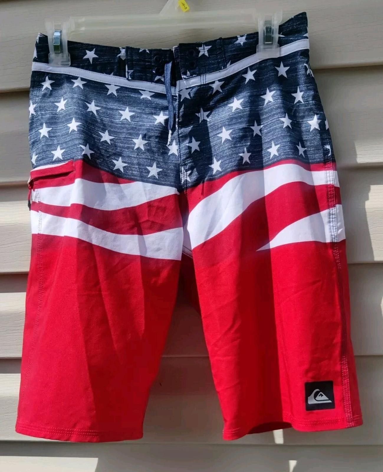 Quiksilver Quicksilver Board Shorts Swim Trunks USA Flag Stars Stripes Size US 27 - 2 Thumbnail