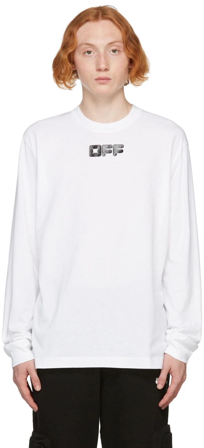 Off-White White Arrows Font Oversized Long Sleeve Mock Neck T-Shirt Size US S / EU 44-46 / 1 - 2 Thumbnail