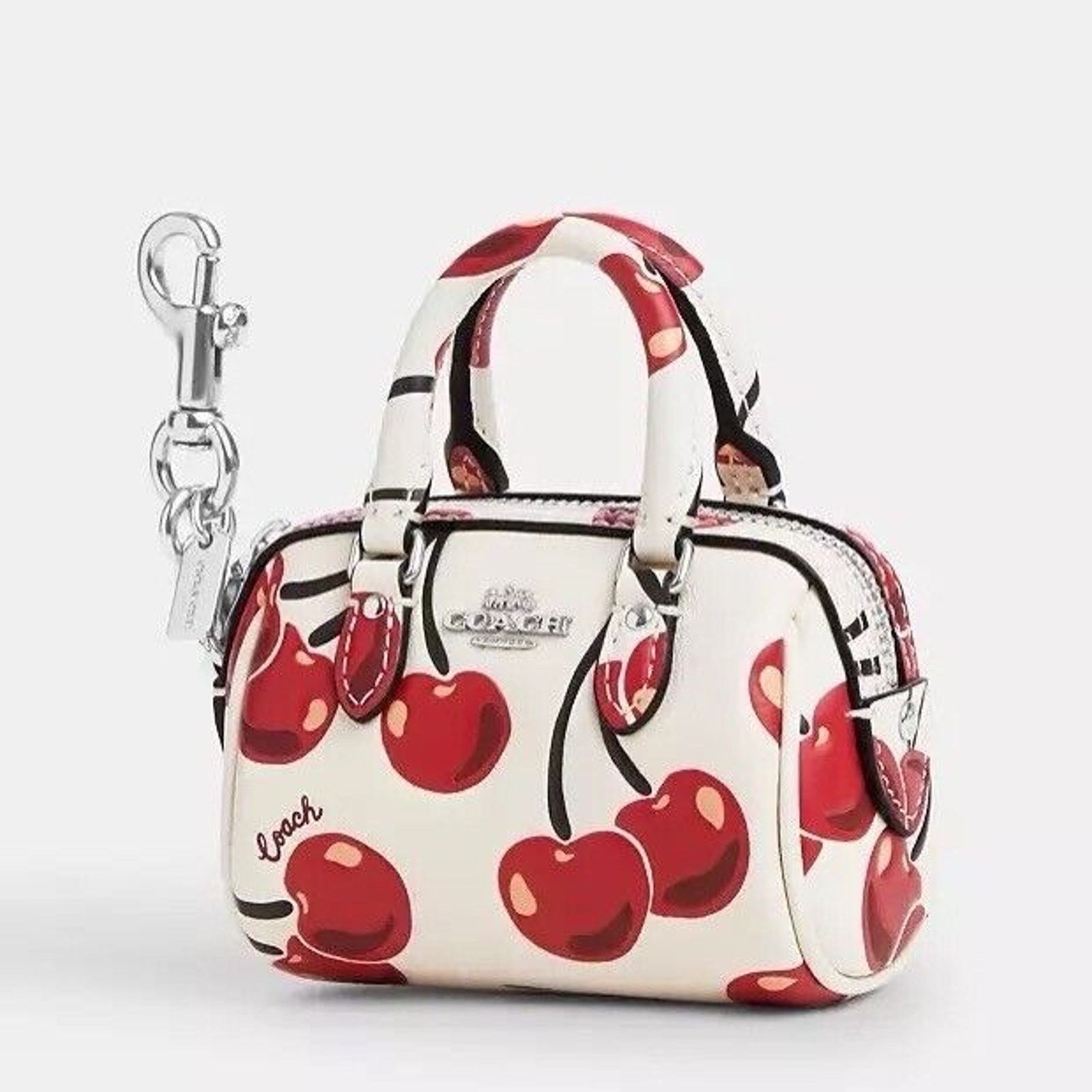 Coach NWT Coach Mini Rowan Bag Charm Chalk Red Cherry CZ082 Size ONE SIZE - 4 Thumbnail