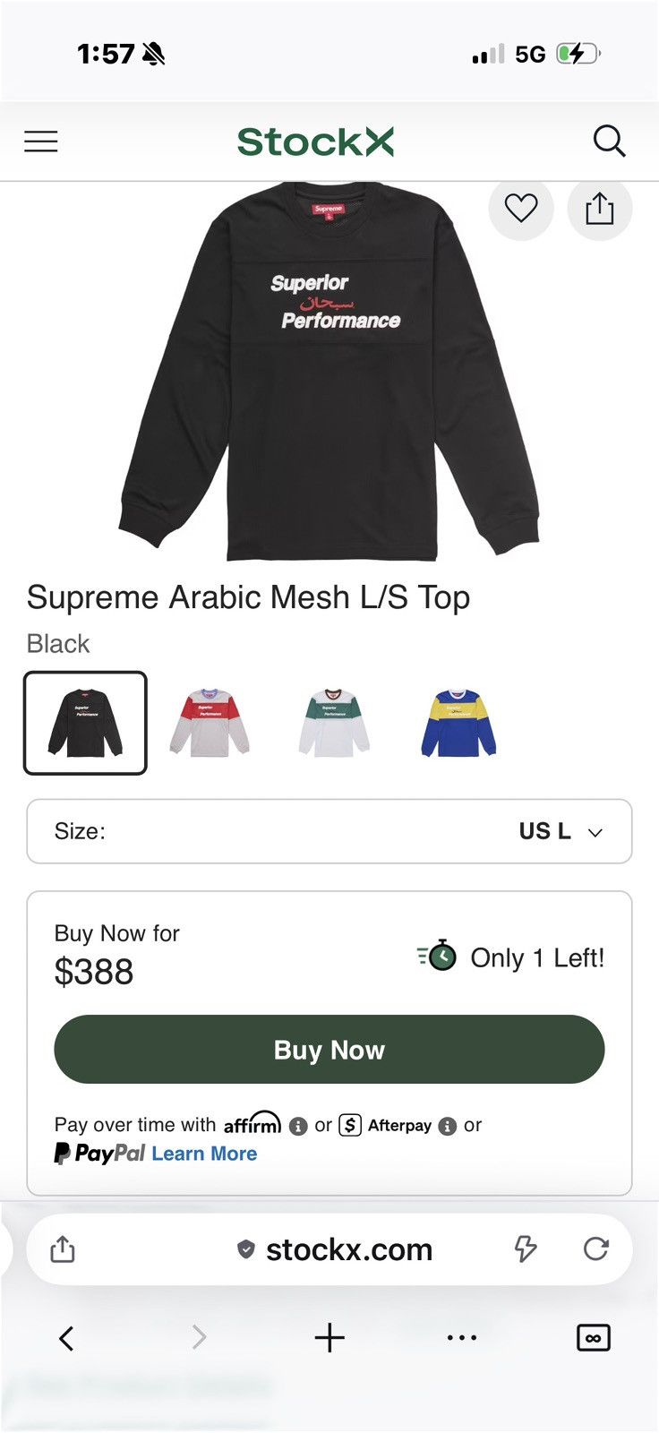 Supreme Supreme Arabic Mesh Long-Sleeve Top 'Black' Size US L / EU 52-54 / 3 - 9 Thumbnail