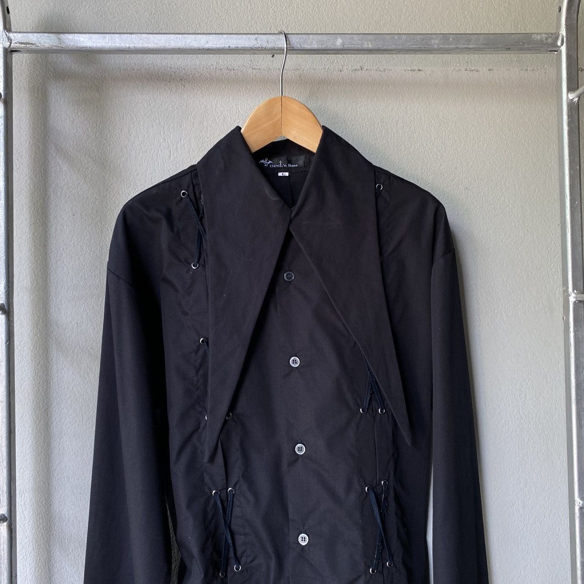 Designer × Japanese Brand Devil'n Bass Y2K Punk Black Lace-Up Symmetrical Shirt Size US L / EU 52-54 / 3 - 4 Thumbnail