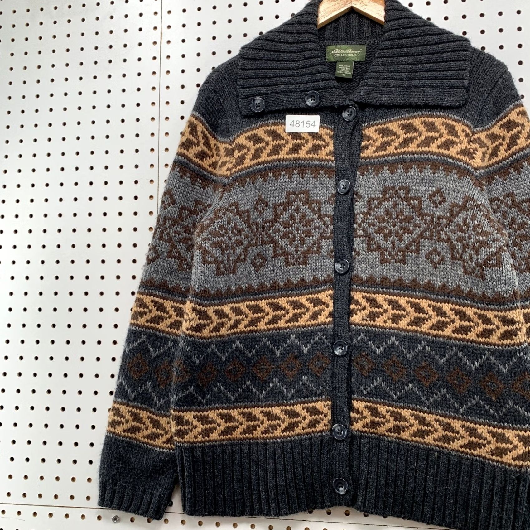 Eddie Bauer Eddie Bauer Cardigan Sweater Womens XL Gray Fair Isle Wool Knit Button Classic Pullover Holiday Winter Fall Spring Size XL / US 12-14 / IT 48-50 - 5 Thumbnail