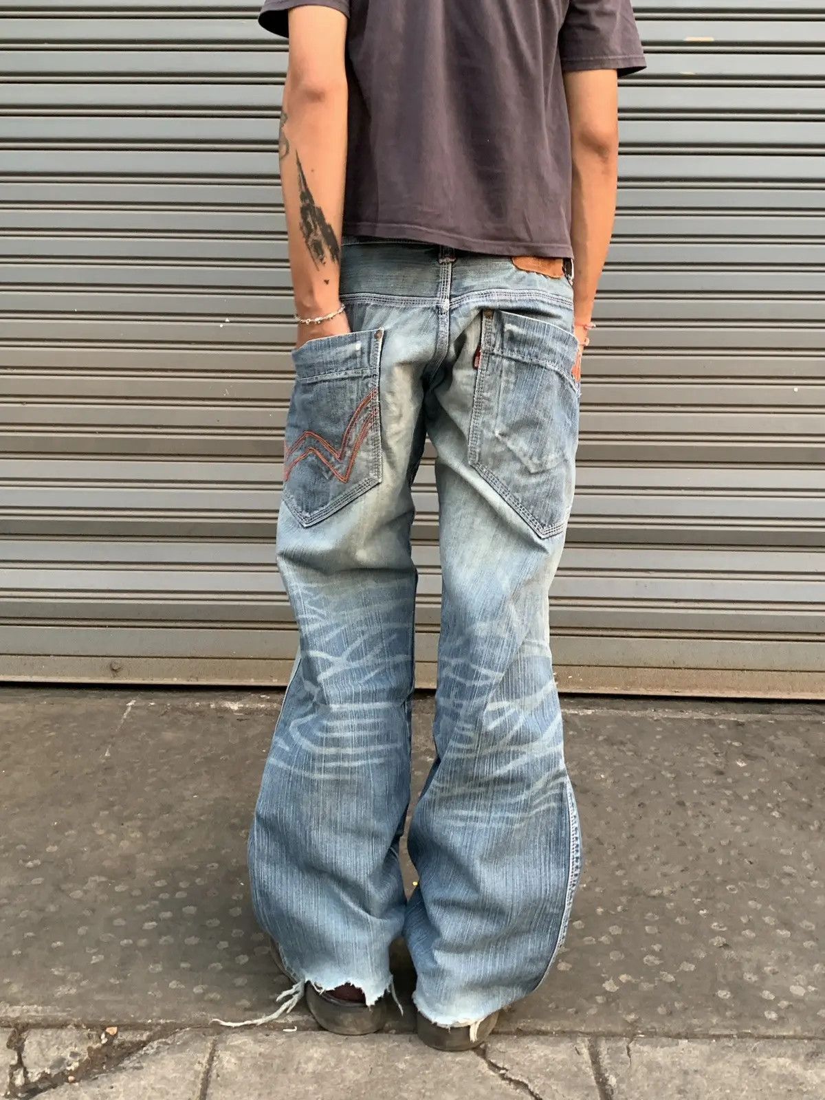Number (N)ine Vintage Edwin XV Distressed Denim Baggy Pants Size US 35 - 21 Thumbnail