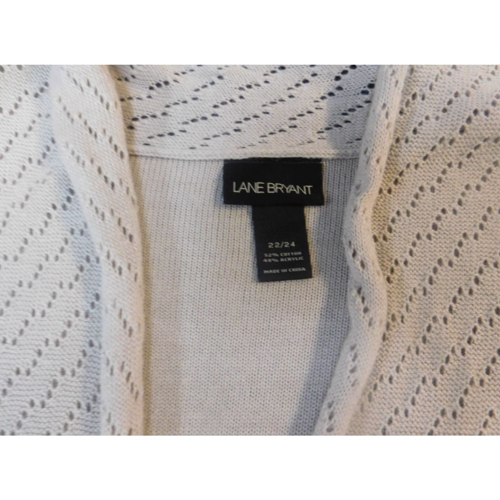 Vintage Lane Bryant Womens Cardigan Sweater 22 Beige Cotton Knit Crew Neck Zip Buttons Long Sleeve Regular 22 Women Size 3XL / US 20-22 - 5 Thumbnail