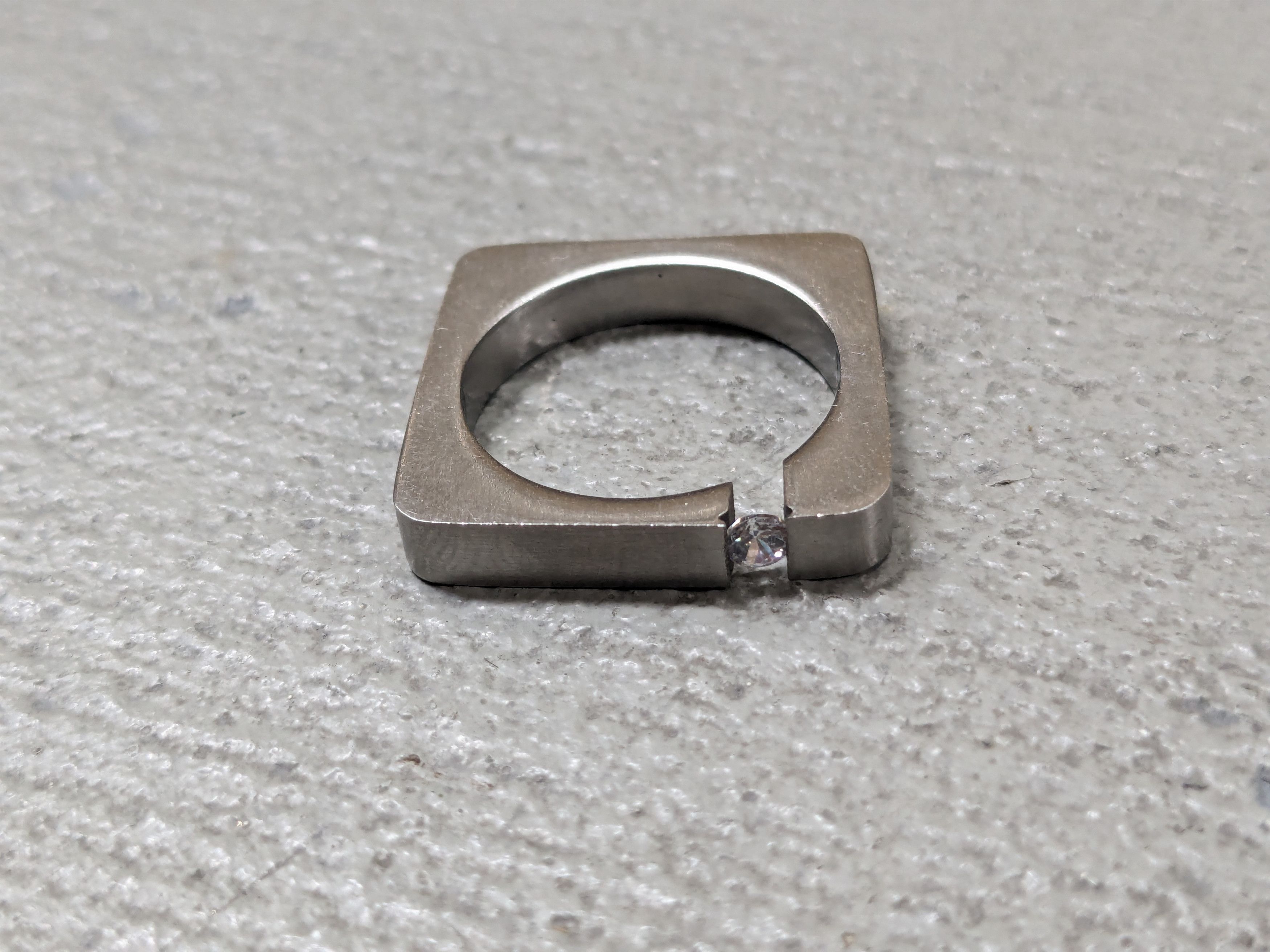 Vintage Vintage Stainless Steel Ring CZ Square Modern Abstract Size ONE SIZE - 5 Thumbnail