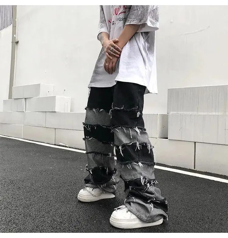Japanese Brand Streetwear wide legs hip hop style loose straight jeans y2k Size US 32 / EU 48 - 4 Thumbnail