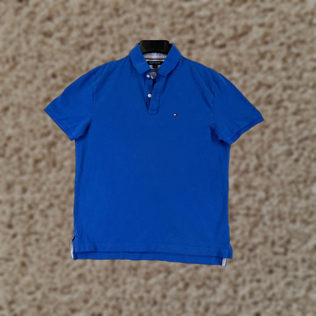 Tommy Hilfiger VINTAGE Tommy Hilfiger Polo Shirt Men Adult Medium Knit Short Sleeve 100% Cotton Blue Polo Golf 90s Style Mens Size US M / EU 48-50 / 2 - 1 Thumbnail