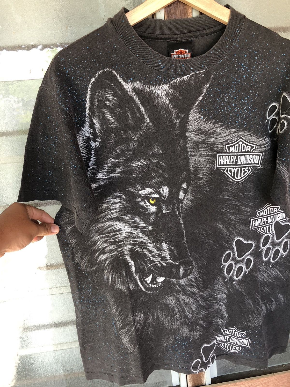 Harley Davidson 90’’s Vintage Harley Davidson Wolf AOP Veryrare Shirt Tee Size US M / EU 48-50 / 2 - 5 Thumbnail