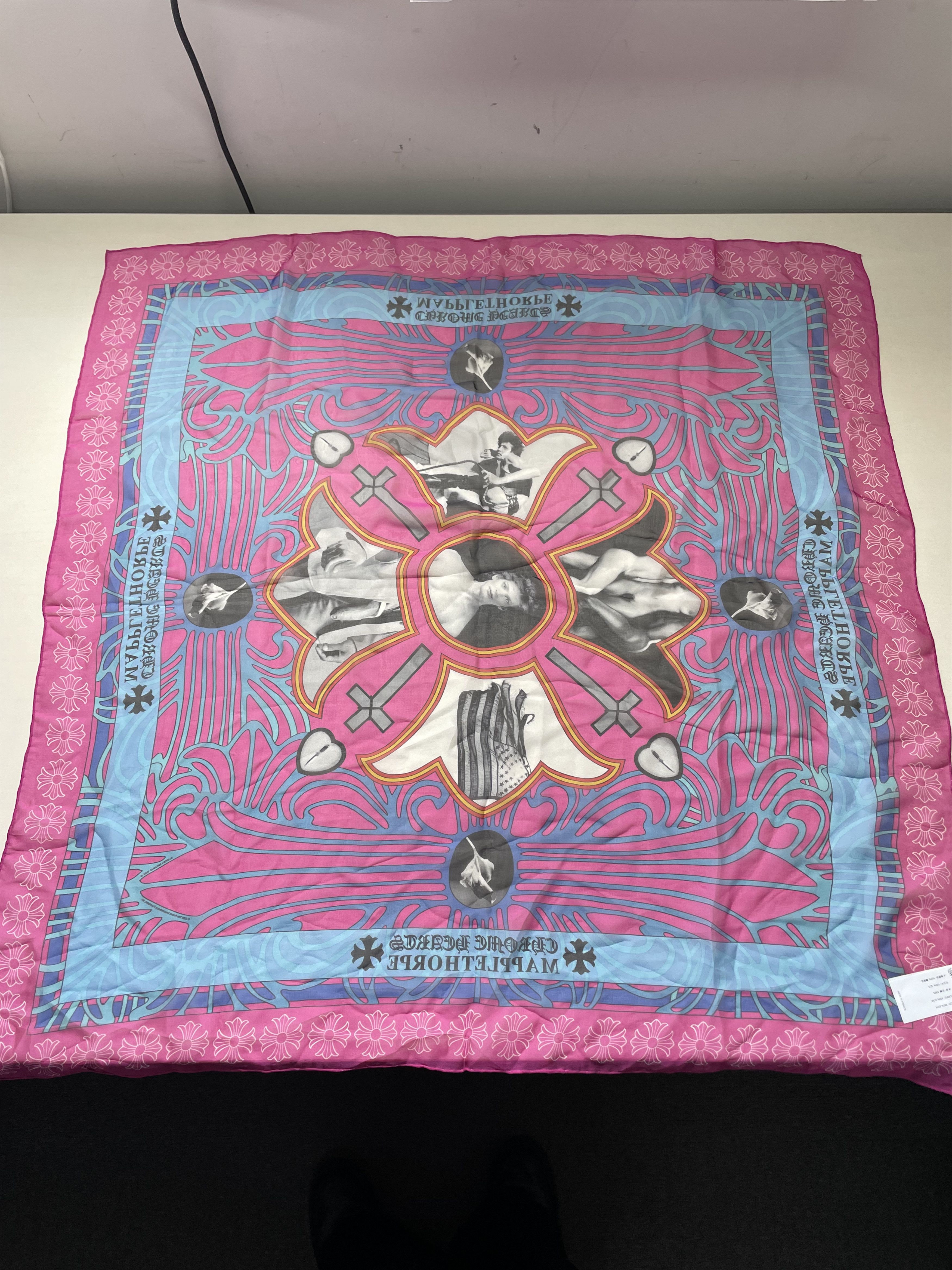 Chrome Hearts Chrome Hearts Mapplethorpe Print Pink Silk Scarf Size ONE SIZE - 5 Thumbnail