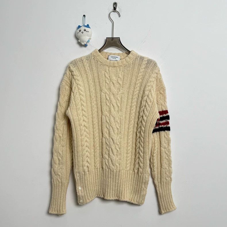 Thom Browne Thom Browne Cream Cable Knit Sweater-dmc Size US L / EU 52-54 / 3 - 1 Thumbnail