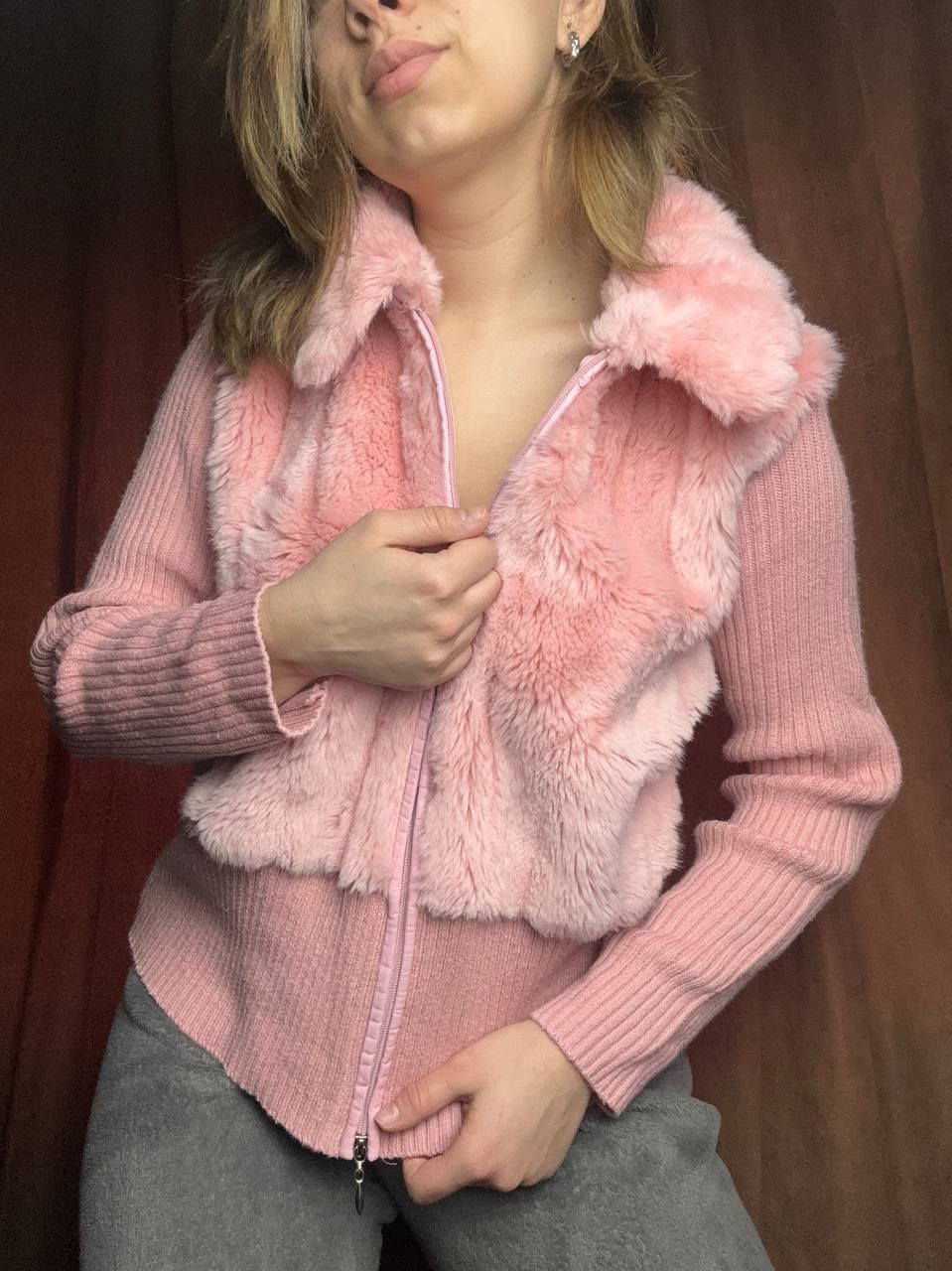 Japanese Brand × Vintage Vintage pink inspired women y2k opium zip up hoodie fur faux Size S / US 4 / IT 40 - 2 Thumbnail