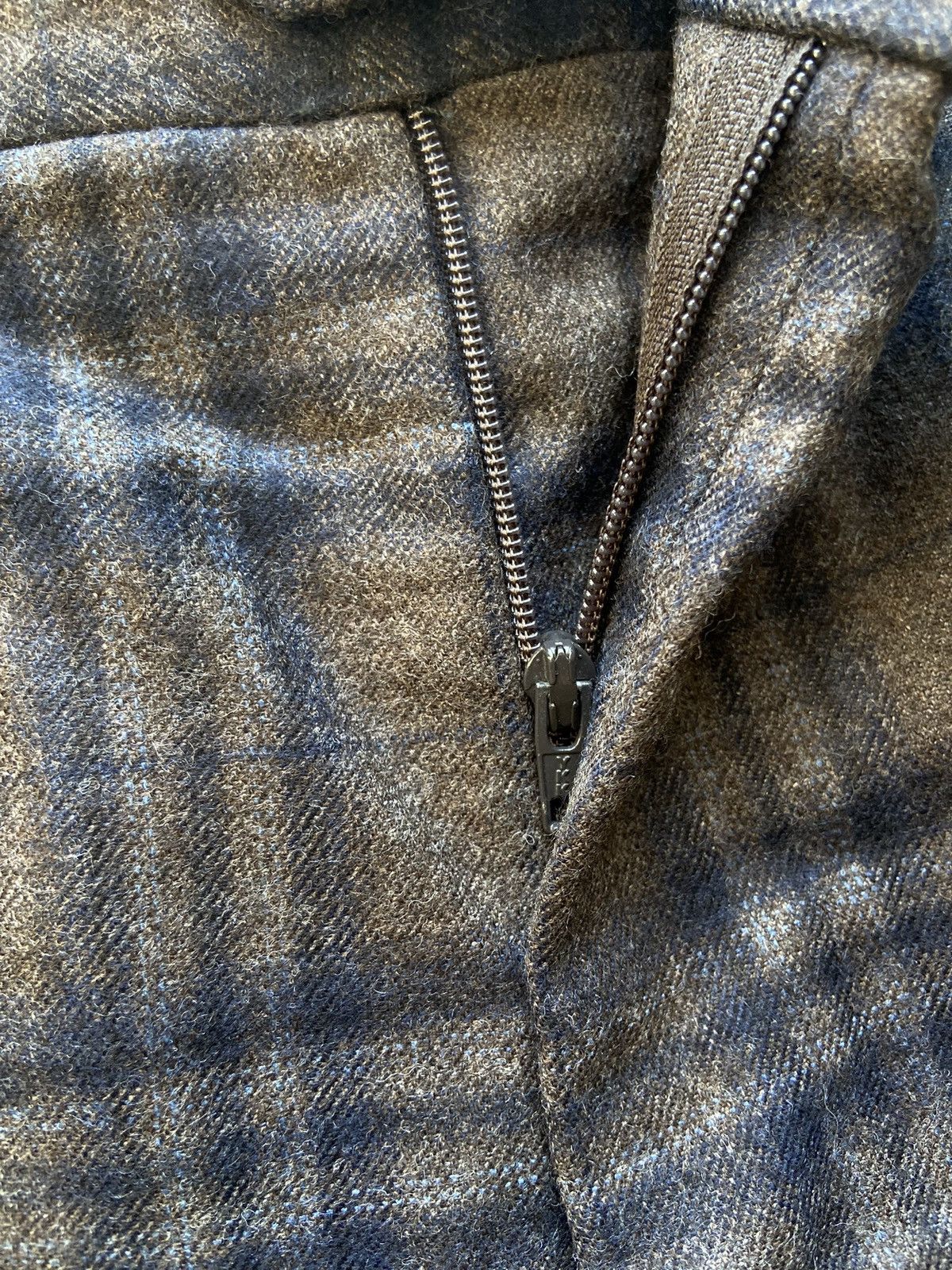 Rota Rota Brown Blue Checked Wool Trousers Size US 39 - 9 Thumbnail