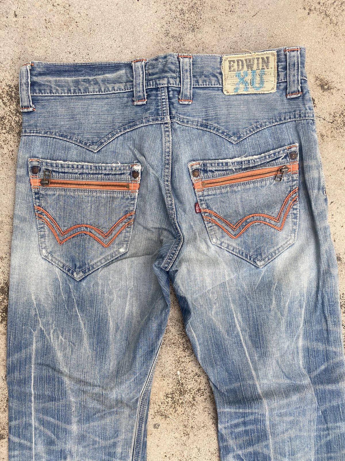 Edwin × Japanese Brand × Vintage Vintage y2K Edwin Distressed Honeycomb Denim Jeans Size US 33 - 14 Thumbnail
