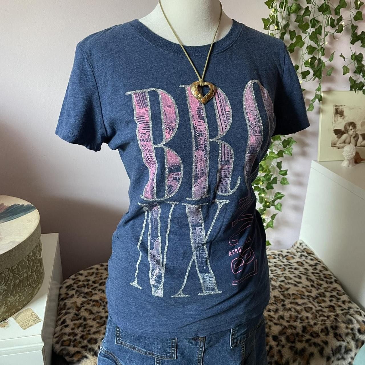 Aeropostale Aeropostale Blue Sparkly Graphic Tee Size L / US 10 / IT 46 - 2 Thumbnail