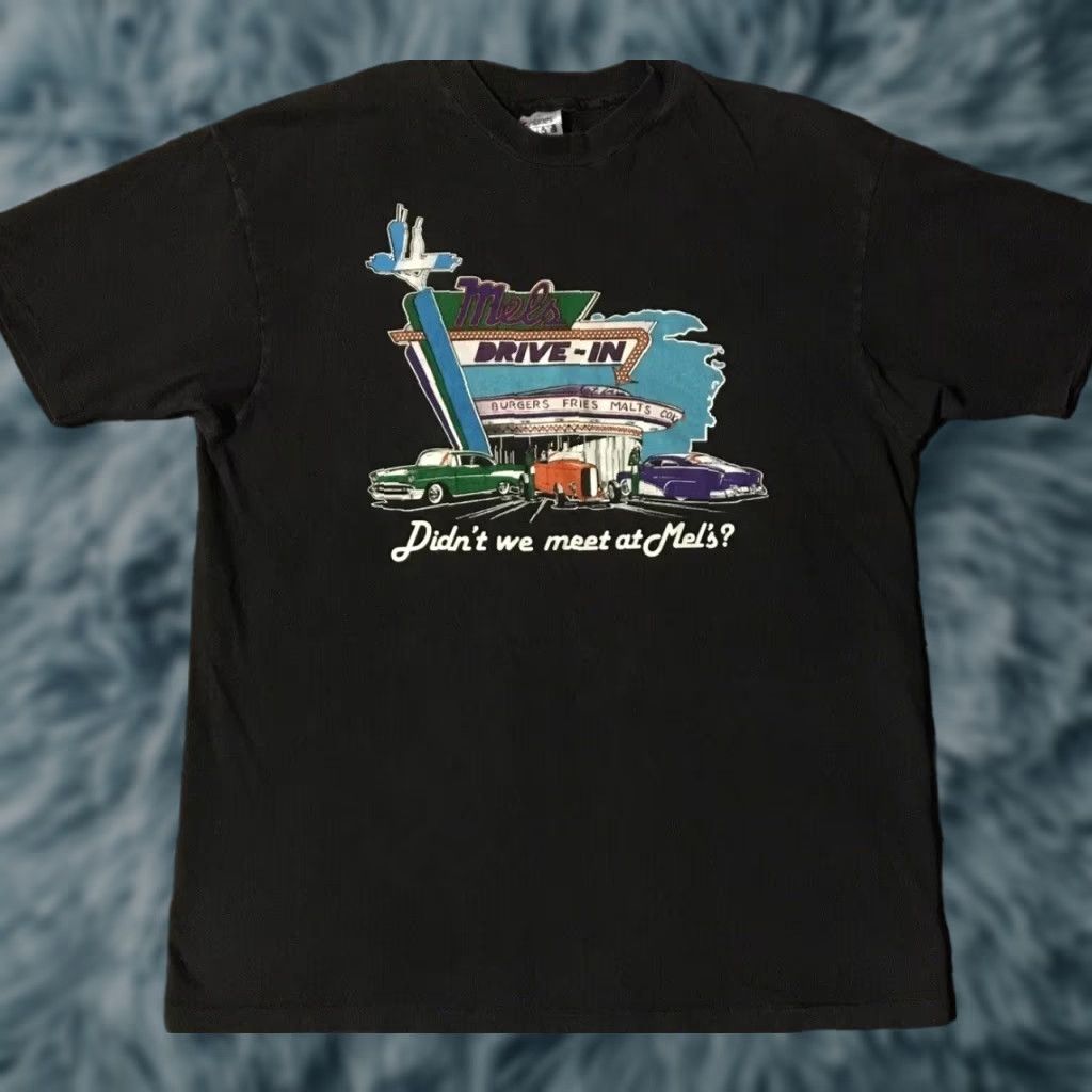 Vintage VINTAGE 90s Mel’s Drive In Faded San Francisco Shirt L Black Men Short Sleeve T-Shirt USA Rock Grunge Card Cars 80s 90s Biker Retro Size US L / EU 52-54 / 3 - 1 Thumbnail