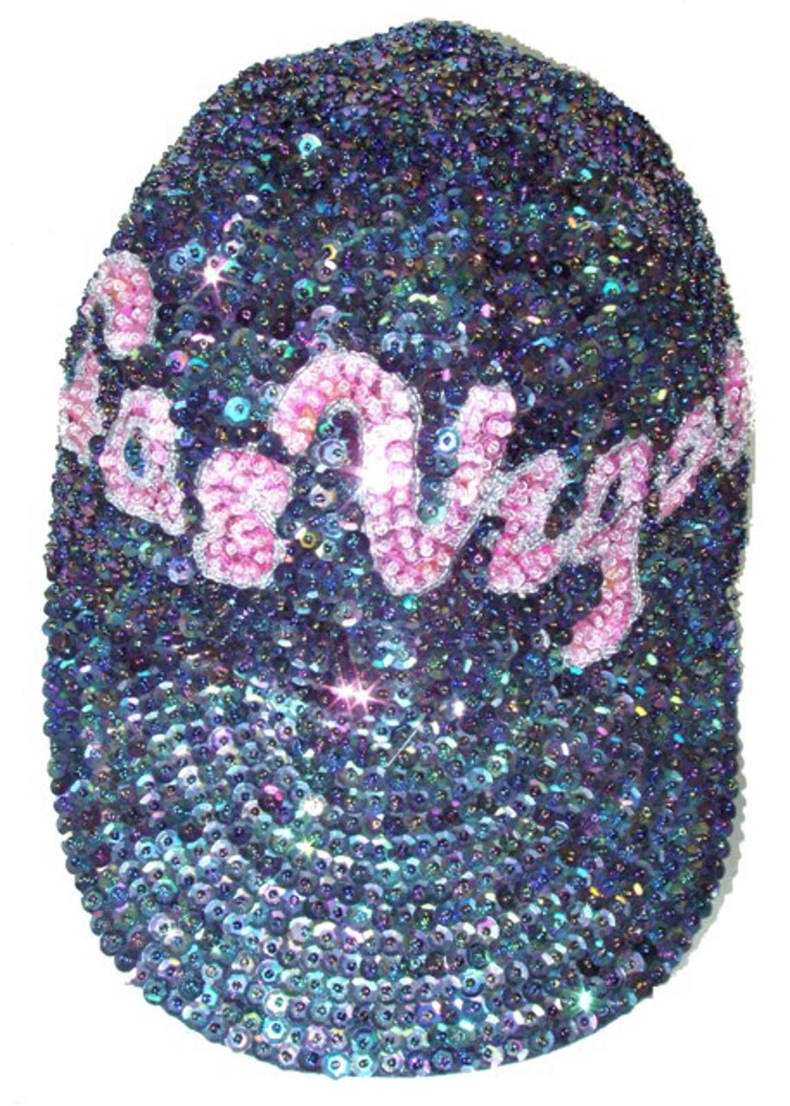 Designer Sequin Baseball Cap LAS VEGAS Peacock & Pink Size ONE SIZE - 1 Preview