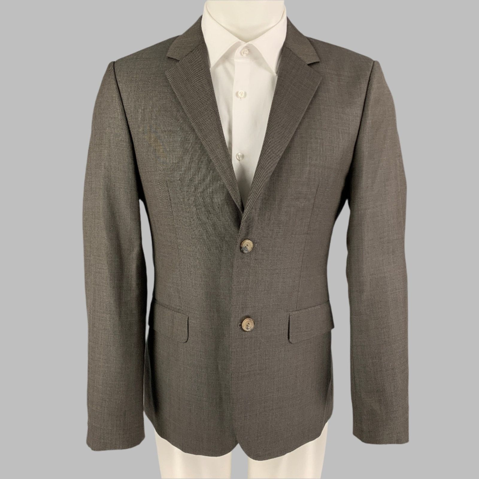 Size 36 Grey Wool Notch Lapel Sport Coat