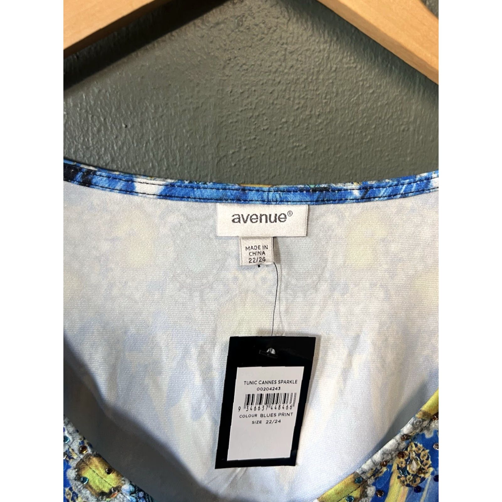 Avenue Avenue Tunic Shirt Womens Blue Short Sleeve Cannes Sparkle 22/24 NWT Size 3XL / US 20-22 - 3 Thumbnail