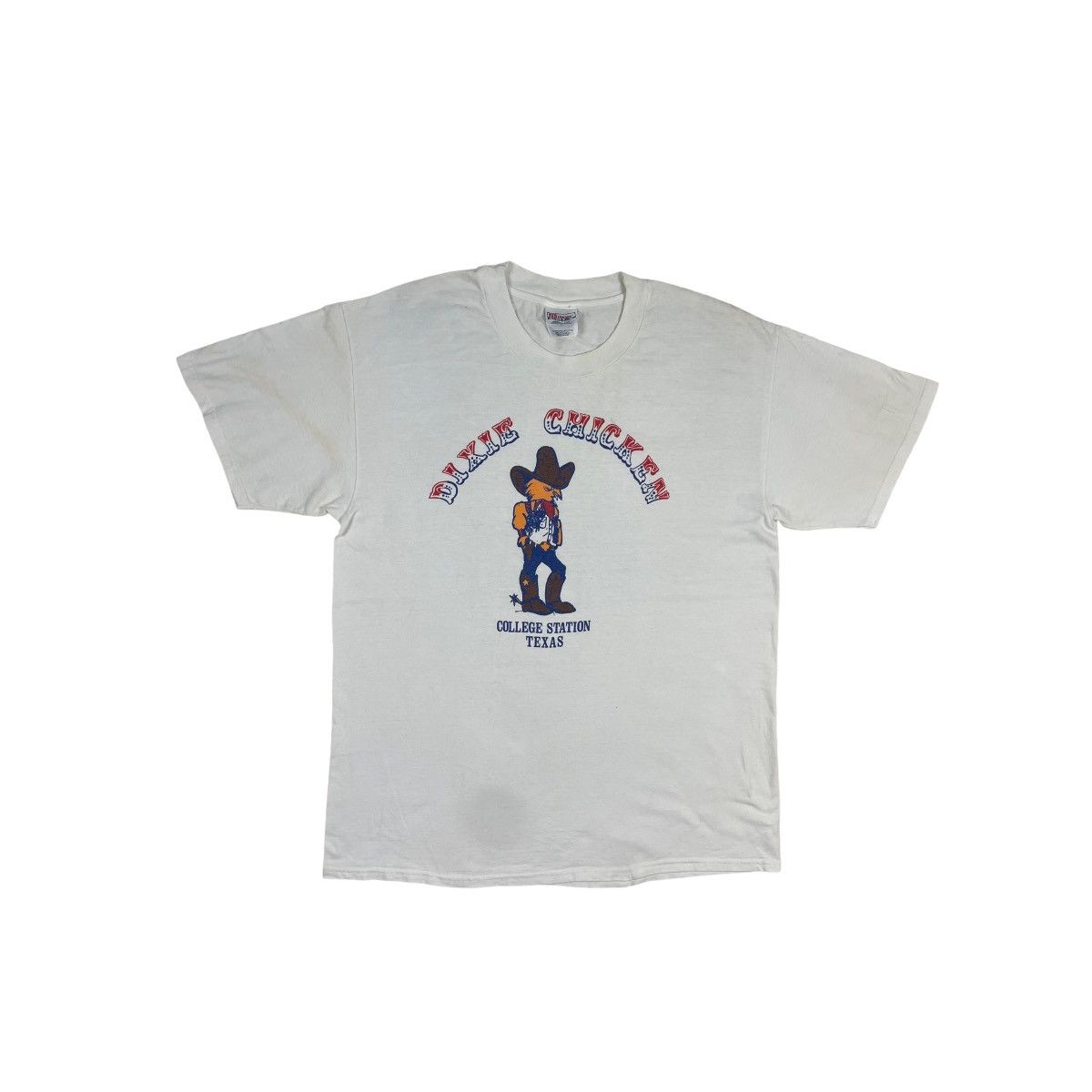 image of American College x Vintage 90's Dixie Chicken College Station Texas Tee in White, Men's (Size Large