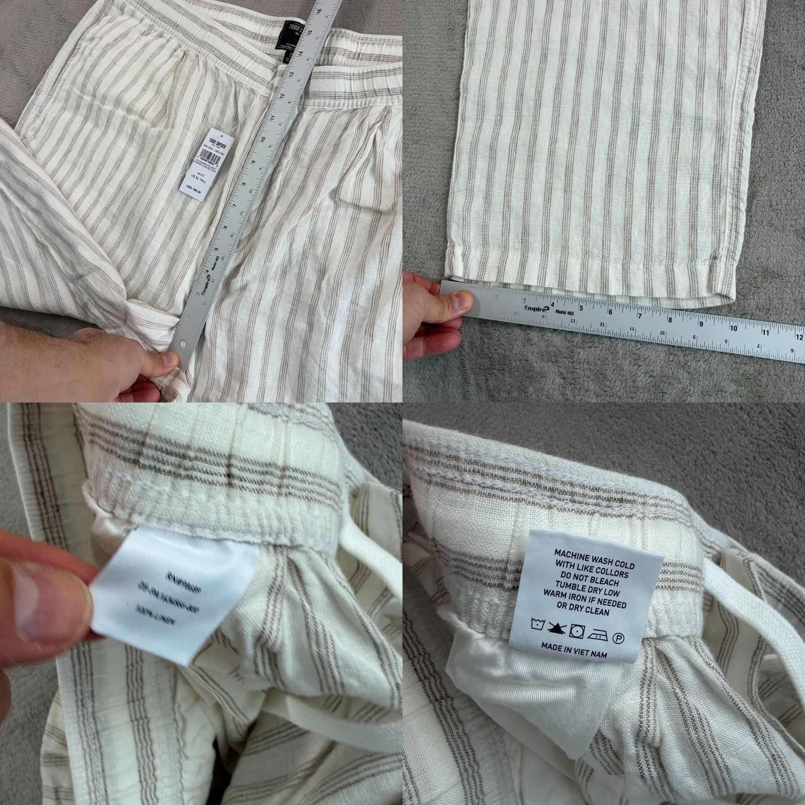 Todd Snyder TODD SNYDER Relaxed 100% Linen Leisure Pants White Striped Pleated NWT 40 Waist XLT Big & Tall Pants Mens Size US 36 / EU 52 - 8 Thumbnail