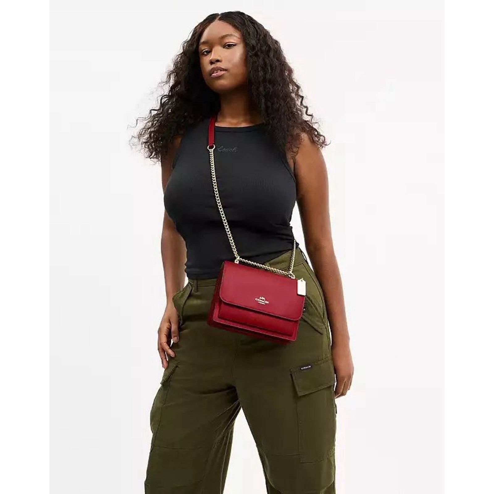 Coach NWT Coach Klare Crossbody Bag Leather CBI97 Gold/True Red Size ONE SIZE - 10 Thumbnail