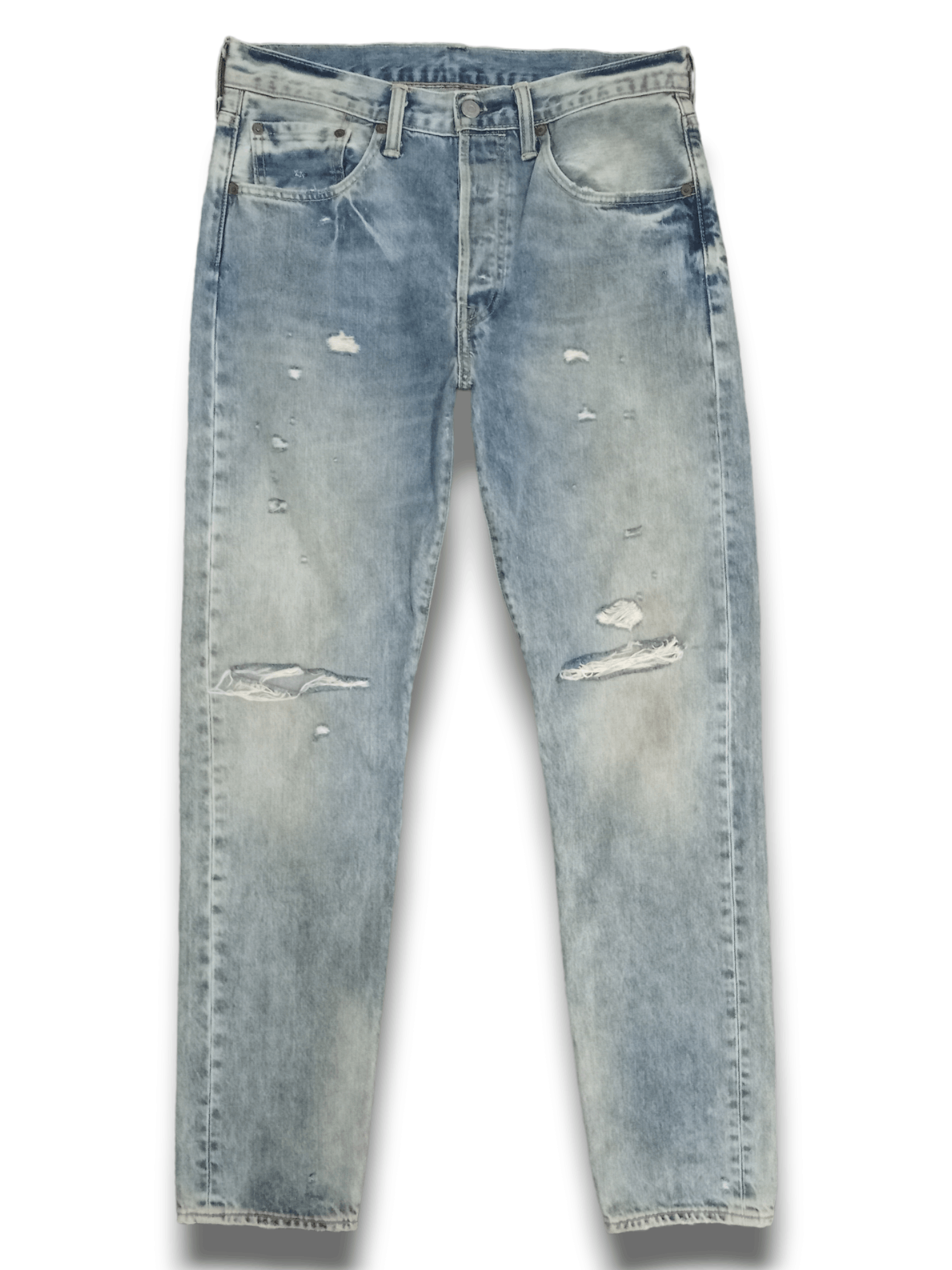 image of Need Gone Vintage Levis 501 Ct Button Fly Distressed Jeans in Blue, Men's (Size 32)