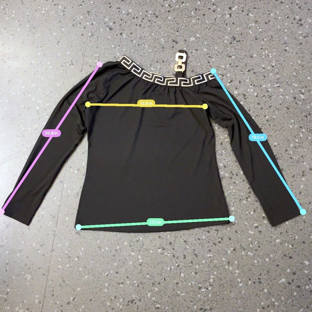 Versace Versace Black Off-Shoulder Blouse w/ Key Trim Size US S / EU 44-46 / 1 - 2 Thumbnail