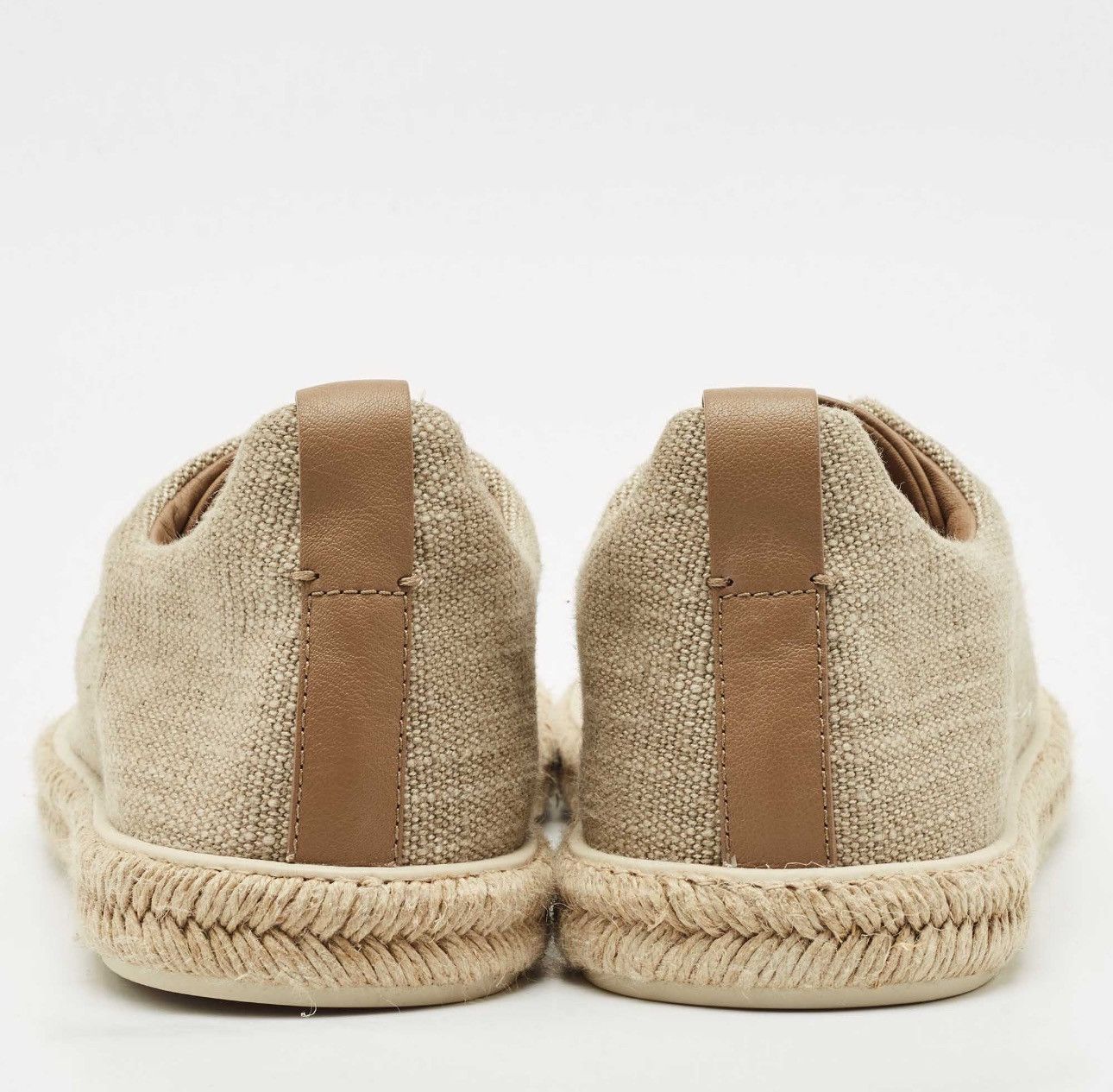 Z Zegna Ermenegildo Zegna Beige Canvas Leather Triple Stitch Slip Size US 12.5 / EU 45-46 - 5 Thumbnail