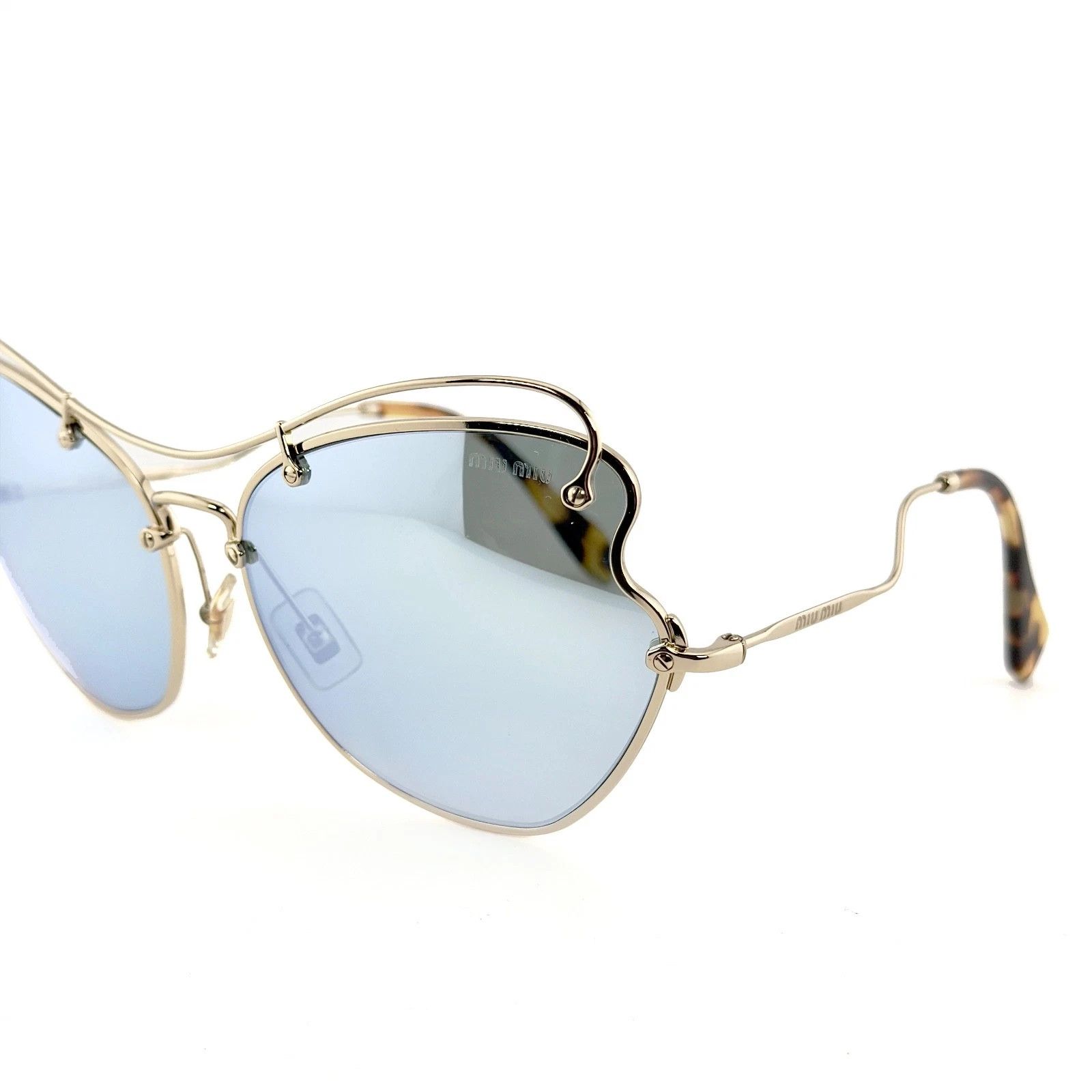 Miu Miu MIU MIU SCENIQUE MU56RS 56R Gold Blue Mirrored Metal Size ONE SIZE - 6 Thumbnail