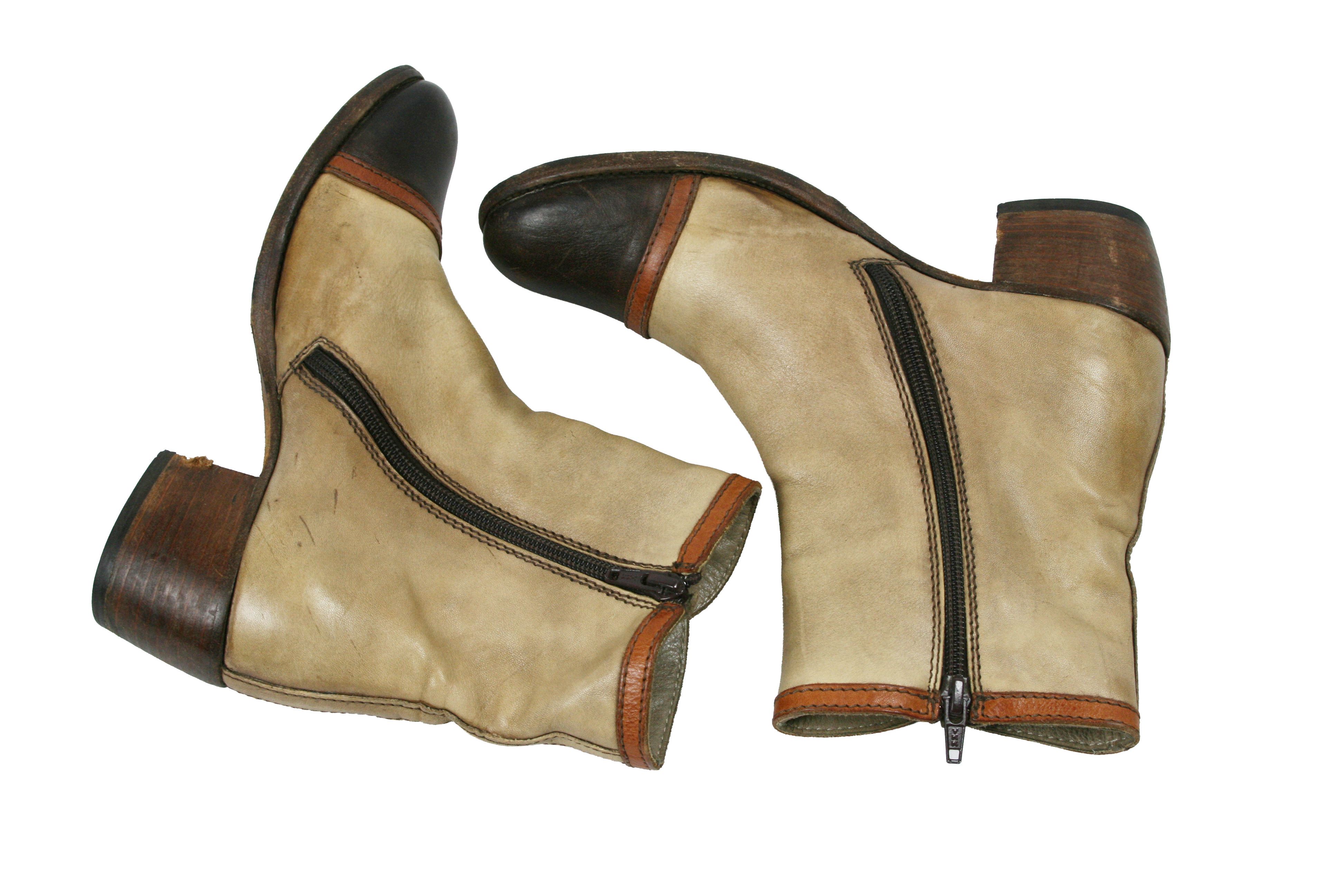 MoMA 00S Biker Leather Grunge Belted Boots Vintage Size US 7 / IT 37 - 8 Thumbnail